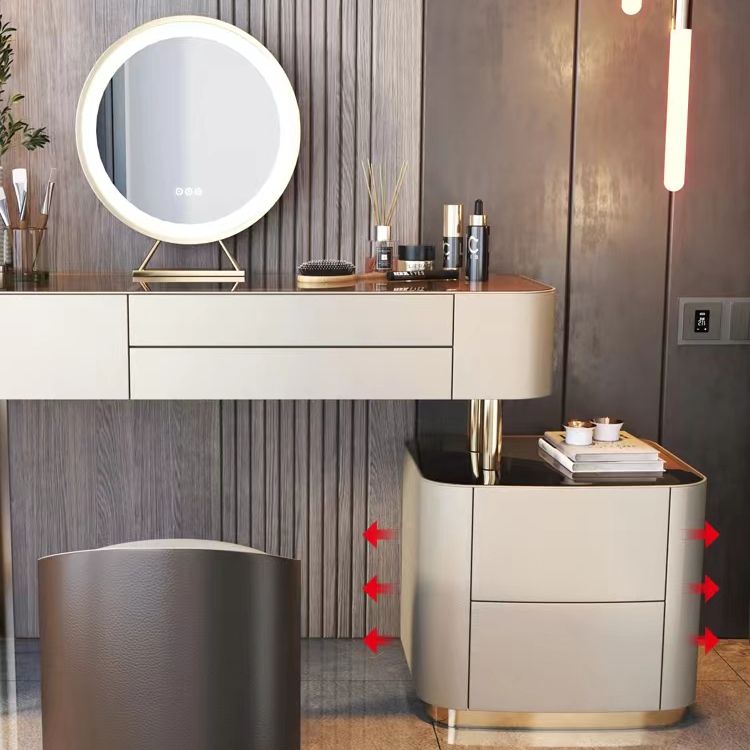 Glam Glass Vanity Desk Bedroom Vanity Dressing Table with Drawer Clearhalo 'Bedroom Furniture' 'furn' 'furn_makeup_vanities' 'Furniture' 'Makeup Vanities' 'makeup_vanities' 1200x1200_4c6b81c6-be2f-4e78-9752-4defc7c7c1a1