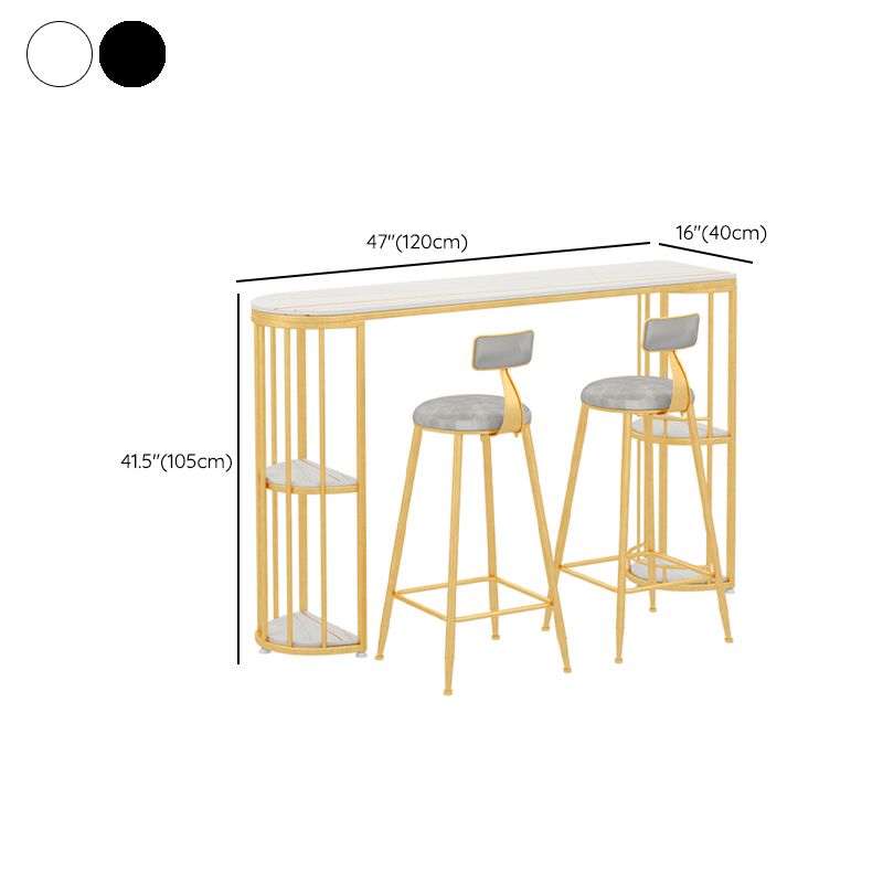 Barhocker-Tisch mit Steinplatte, Bar-Esstisch im glamourösen Stil mit Stauraum