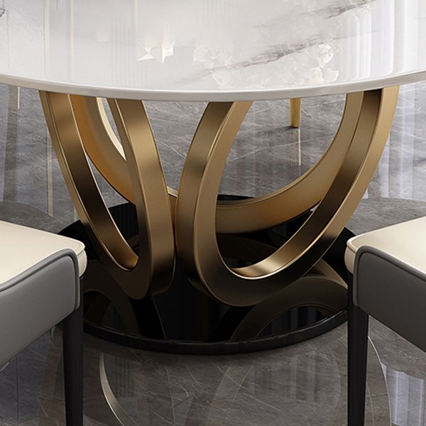 Glam Restaurant Sintered Stone Table Round Pedestal Dining Table Clearhalo 'Dining Tables & Seating' 'Dining Tables' 'dining_table' 'furn' 'furn_dining_table' 'Furniture' 'furniture_dining_table' 'Kitchen & Dining Furniture' 'kitchen' 'kitchen_dining_table' 1200x1200_4c6bec6b-3c56-480c-8c51-53fdd39ce416