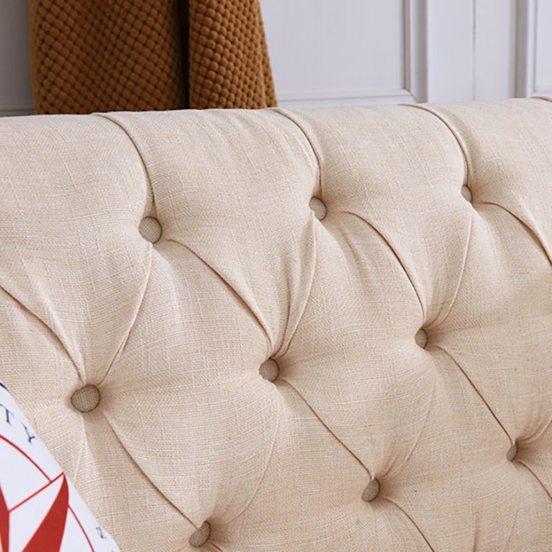 33.4"H Country Linen/Microfiber/Faux Leather Rolled Arm Tufted Sofa Clearhalo 'furn' 'furn_sofas' 'Furniture' 'furniture_sofas' 'kitchen' 'kitchen_sofas' 'Living Room Furniture' 'Sofa' 'sofas' 1200x1200_4c6e6621-a536-4784-8adc-fc68b324cf96