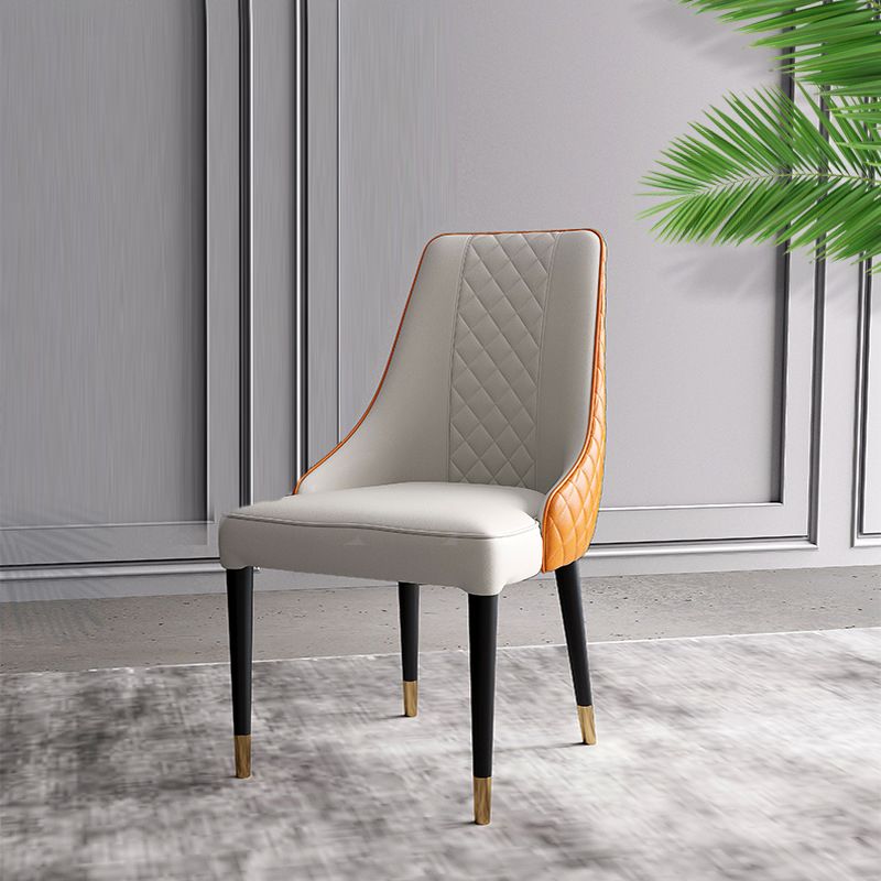 Glam Style Parsons Side Chair Leather Indoor Dining Chair with Wooden Base Clearhalo 'Dining Chairs' 'Dining Tables & Seating' 'dining_chair' 'furn' 'furn_dining_chair' 'Furniture' 'Kitchen & Dining Furniture' 1200x1200_4c6eb0c9-1263-4c4b-bb83-0aed572ab825
