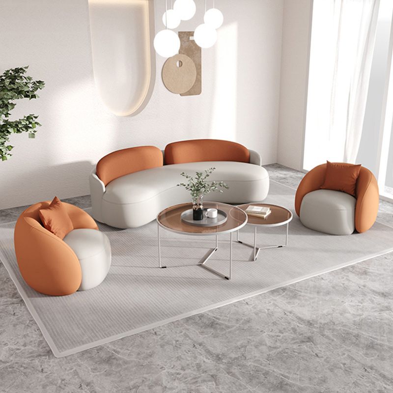 Sofá de sofá de cuero sintético contemporáneo sofá en blanco y naranja