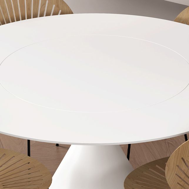Contemporary Pedestal Dining Table Round Stone Furniture for Dining Room