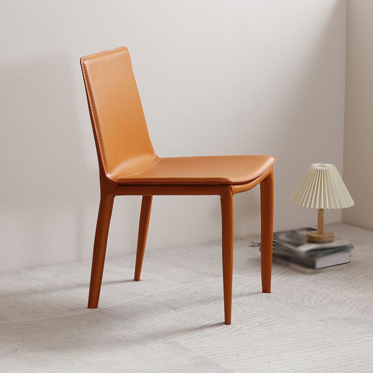 Contemporary Style Leather Dining Side Chair Solid Back Armless Side Chair Clearhalo ' kitchen&dining_furn' 'Dining Chairs' 'Dining Tables & Seating' 'dining_chair' 'furn' 'furn_dining_chair' 'Furniture' 'furniture_dining_chair' 'Kitchen & Dining Furniture' 'kitchen' 1200x1200_4c74cd1f-f725-4542-b260-e3cd23c5a366