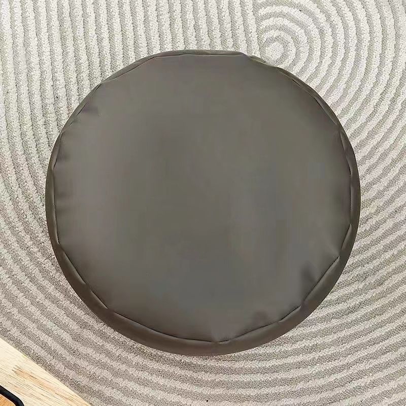 Modern Pouf Ottoman Faux Leather Upholstered Solid Color Round Ottoman