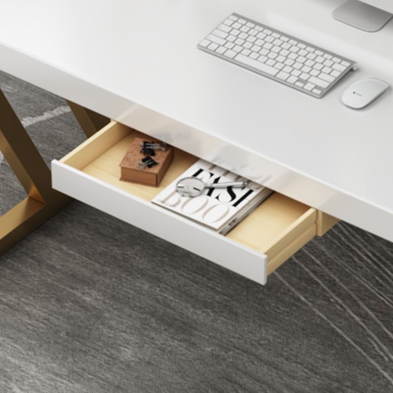 Glam Solid Wood Office Desk Sled Base 29.53 "Tall Writing Desk