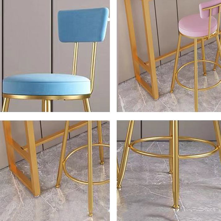 Glam Metal Upholstered Barstool Living Room Bar Stool with Iron Legs and Low Back,Cushion Clearhalo 'Bar Furniture' 'Bar Stools' 'bar_stools' 'furn' 'furn_bar_stools' 'furniture_bar_stools' 'Kitchen & Dining Furniture' 'kitchen&dining_furn' 'kitchen' 'kitchen_furn' Furniture' 1200x1200_4c7936f6-f534-468c-b20c-5f859cf08b9e