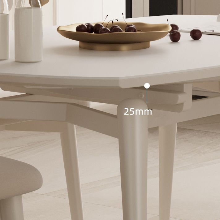 Modern Round Extendable Dining Table White Stone Tabletop with Double Drop Leaf Clearhalo 'Dining Tables & Seating' 'Dining Tables' 'dining_table' 'furn' 'furn_dining_table' 'Furniture' 'Kitchen & Dining Furniture' 1200x1200_4c796640-708f-46c9-aeab-4d78207d3047
