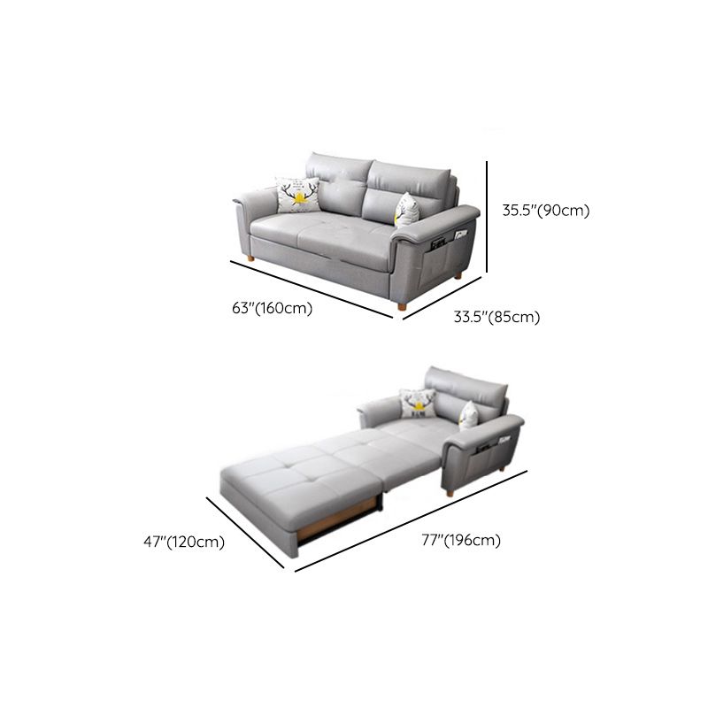 Flared Arms Sleeper Sofa Faux Leather Upholstered Futon Sleeper Sofa Clearhalo 'furn' 'furn_futons' 'Furniture' 'Futons & Daybeds' 'Futons' 'Living Room Furniture' 1200x1200_4c7adba5-5102-4a2a-9f39-e1e6b9828f65