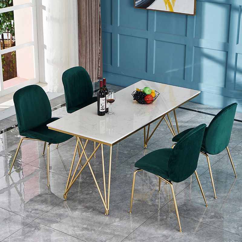 Traditionele luxe eettafel wit in marmer rechthoek eettafel voor keuken