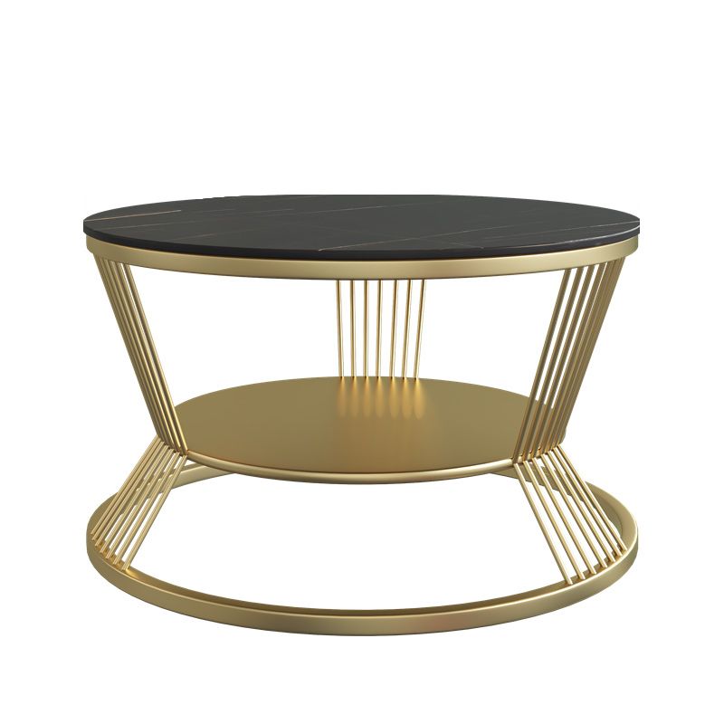 Modern Slate Frame Coffee Table Open Shelf Round Cocktail Table in Black/White Clearhalo 'Coffee & Accent Tables' 'Coffee Tables' 'coffee_tables' 'furn' 'furn_coffee_tables' 'Furniture' 'Living Room Furniture' 1200x1200_4c7bd8bd-d306-4e70-b573-a0200f6e9fc7