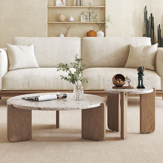 Contemporary Coffee Table 3 Legs Round Slate Coffee Cocktail Table