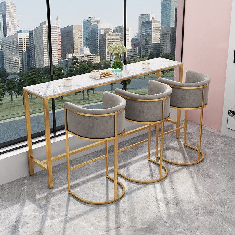 Glam White Faux Marble Pub Bar Table Indoor Gold Bar Dining Table Fixed Table, Only Table Clearhalo 'Bar Furniture' 'Bar Tables' 'bar_tables' 'furn' 'furn_bar_tables' 'Furniture' 'furniture_bar_tables' 'Kitchen & Dining Furniture' 'kitchen&dining_furn' 'kitchen' 1200x1200_4c8057ea-25d3-4c31-89a3-6cf9758f8119