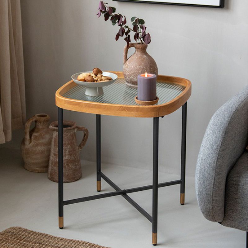 TABELLA END CROVE GAMME 18,5 "W X 18,5" D x 21,65 "H Glass/legno Topta superiore