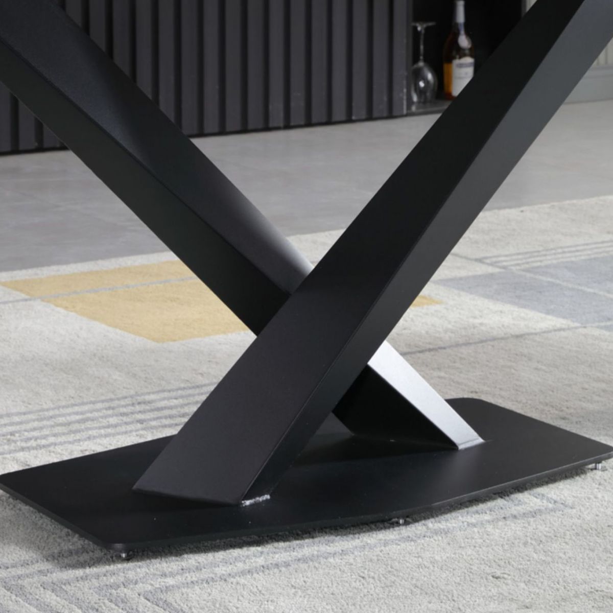 Rectangular Sintered Stone Dining Table Modern Dining Table with Steel Base for Home Clearhalo 'Dining Tables & Seating' 'Dining Tables' 'dining_table' 'furn' 'furn_dining_table' 'Furniture' 'Kitchen & Dining Furniture' 1200x1200_4c821a26-46c6-4913-9234-c0dc6d9bb298