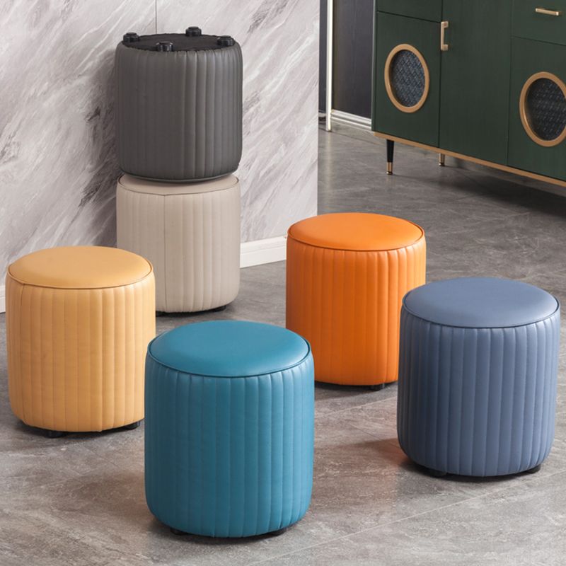 Modern Round Ottoman Solid Color Leather Water Resistant Footstool Ottoman Clearhalo 'furn' 'furn_ottomans_poufs' 'Furniture' 'Living Room Furniture' 'Ottomans & Poufs' 'ottomans_poufs' 1200x1200_4c821a8c-9e59-4b60-8943-83088b243874