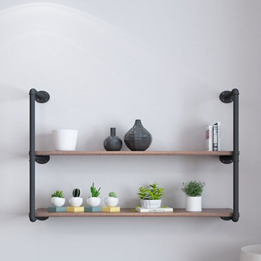 Industrial Closed Back Bookshelf Floating Wooden Natural Bookcase