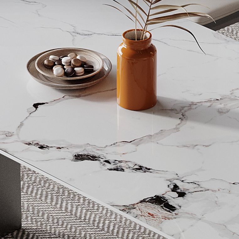 Mesa de comedor de estilo moderno mesa de doble pedestal de piedra sinterizada para el hogar