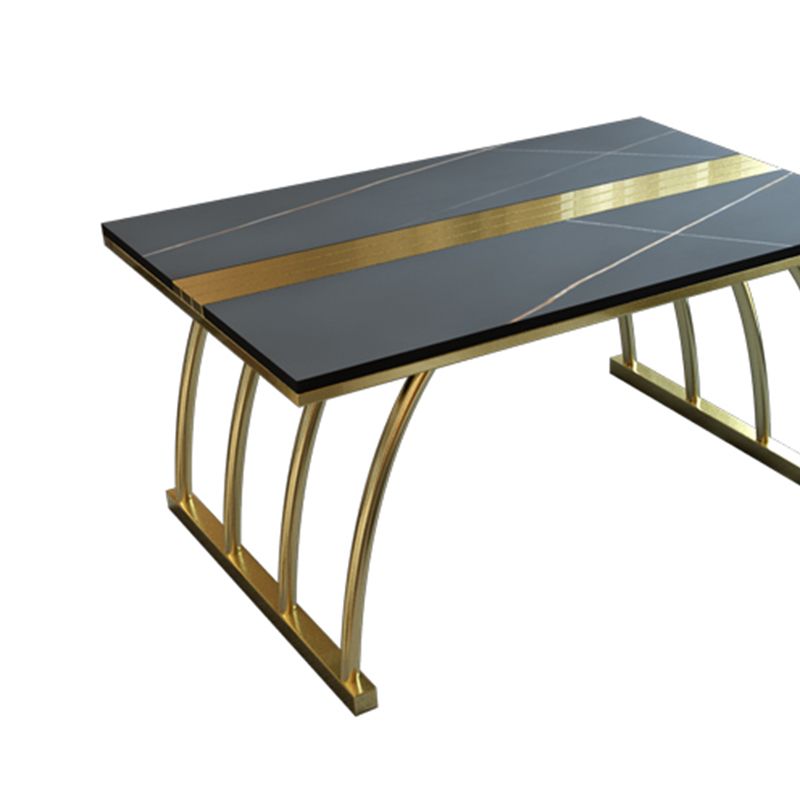 Glam da 11,8 "h tavolo da caffè in ardesia rettangolo tavolino in acciaio cocktail