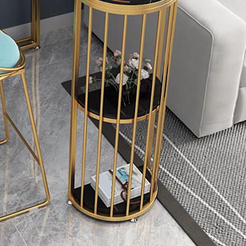 Table de bar de style glamper en pierre de salle à manger table bistrot avec grille de rangement