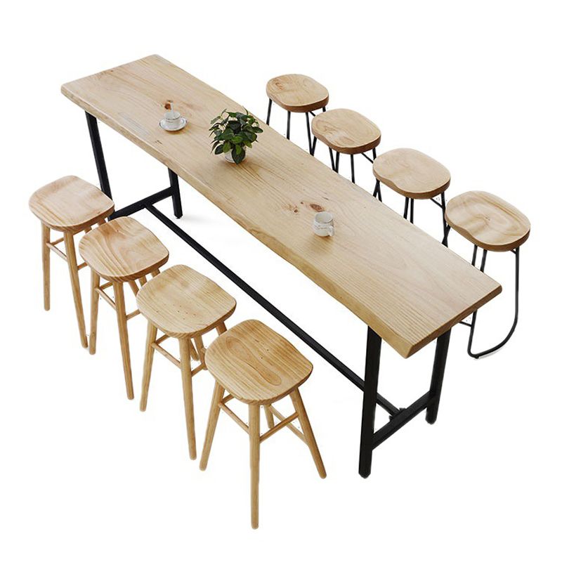 Tavolo da pranzo in legno di pino tavolo da bar moderno rettangolo con cavalletto per il caffè