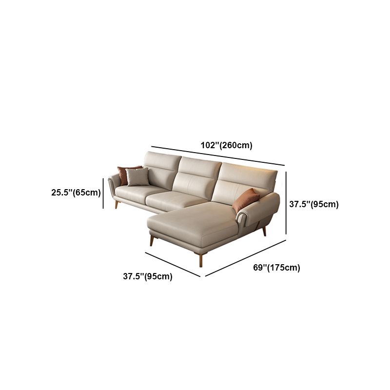 37.4" D 37.4" H Faux Leather Sofa & Chaise Cushions Flared Arm Sofa in Beige