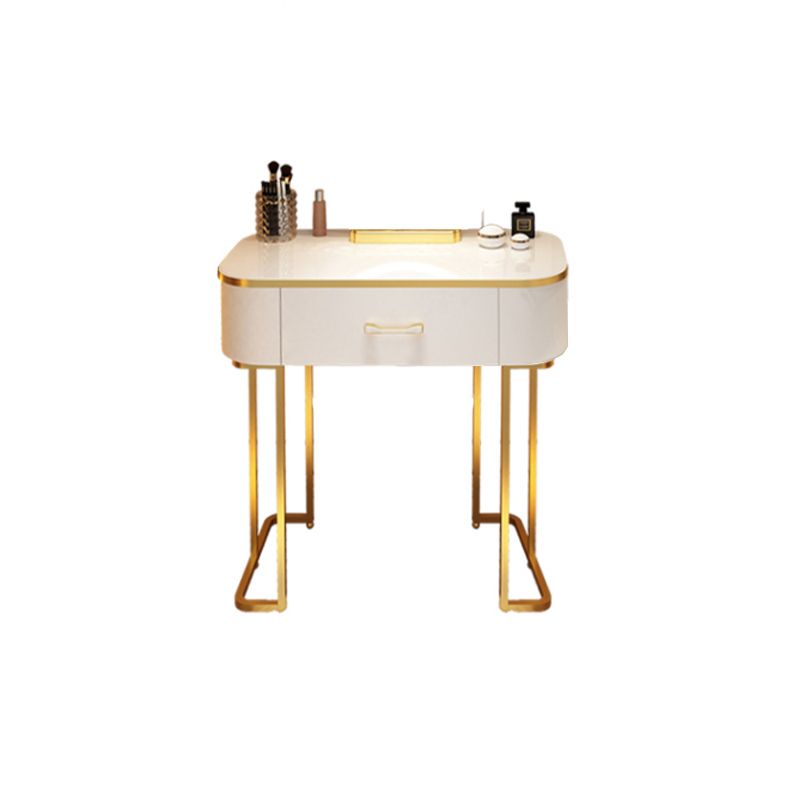 Wooden Makeup Vanity Desk Lighted Mirror Dressing Table Stool Set with Drawer