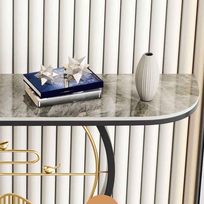 Tavolo con console altezza glam in pietra mezzo luna 1-scaffale 31,5 "