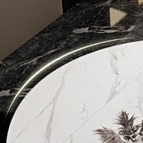 Round Sintered Stone Dining Table Modern Extendable Furniture  with 4 Legs in Matte Finish