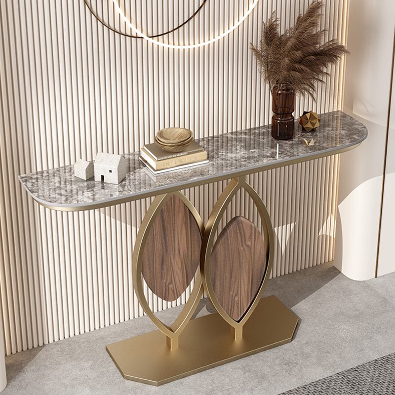 Stain Resistant Glam Marble/metal Rectangle Console Table in Brown/blue