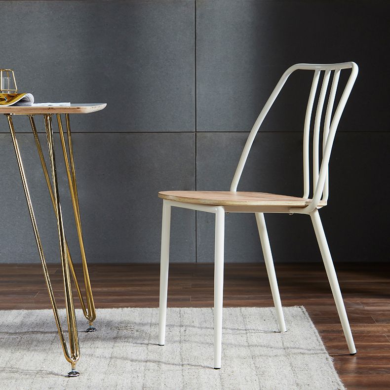 Contemporary Metal Dining Chair Slat Back Side Armless Chair for Kitchen Clearhalo ' kitchen&dining_furn' 'Dining Chairs' 'Dining Tables & Seating' 'dining_chair' 'furn' 'furn_dining_chair' 'Furniture' 'furniture_dining_chair' 'Kitchen & Dining Furniture' 'kitchen' 1200x1200_4c9158f2-0355-40fc-ae4b-77f6cc9c4a99