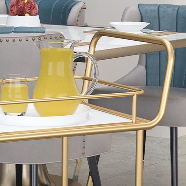 33.86" High Modern Rectangle Prep Table Rolling Metal Prep Table for Home