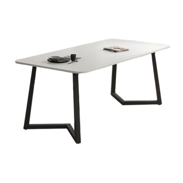 Industrial Style Dining Table Sintered Stone Rectangle Table for Home Clearhalo 'Dining Tables & Seating' 'Dining Tables' 'dining_table' 'furn' 'furn_dining_table' 'Furniture' 'Kitchen & Dining Furniture' 1200x1200_4c92e9ef-25a4-443d-bcb4-45cf23e50e9c