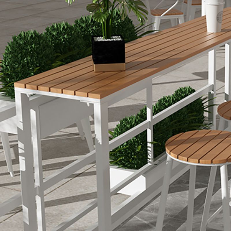 Contemporary Bar Table in Metal and Wood Trestle Base Outdoor Bar Height Table Clearhalo 'Bar Furniture' 'Bar Tables' 'bar_tables' 'furn' 'furn_bar_tables' 'Furniture' 'Kitchen & Dining Furniture' 1200x1200_4c956d9b-c9a5-4c9f-b91d-b06c15d42fcb