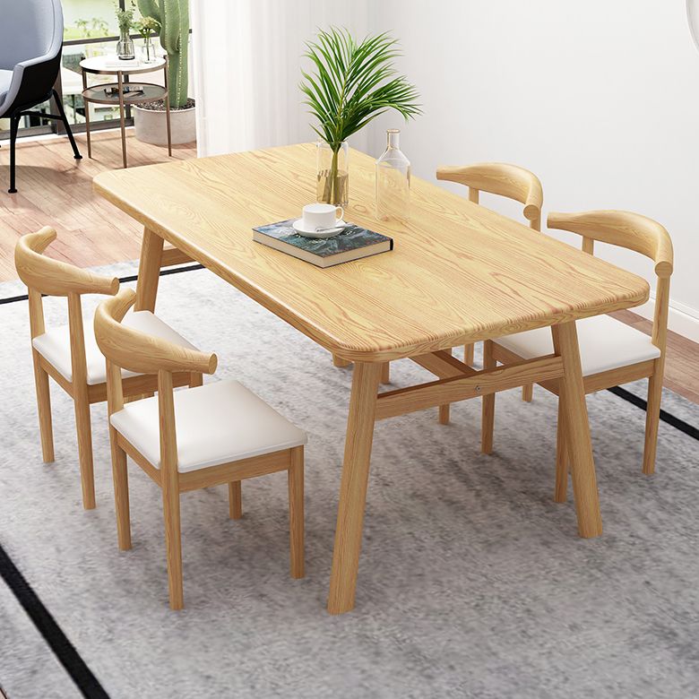 Modern Fixed Solid Wood Dining Room Table with 4 Wood Legs Kitchen Dining Set Clearhalo 'Dining Room Sets' 'Dining Tables & Seating' 'dining_room_set' 'furn' 'furn_dining_room_set' 'Furniture' 'furniture_dining_room_set' 'Kitchen & Dining Furniture' 'kitchen&dining_furn' 'kitchen' 1200x1200_4c967b1e-31e4-4526-a12c-ecd309a29a8b