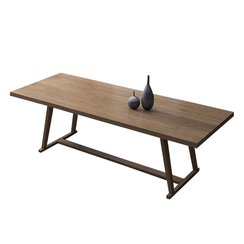 Pinewood Solid Wood Brown Tone Dining Table Simplicity Trestle Base Table for Dining Room Clearhalo ' dining_table' 'Dining Tables & Seating' 'Dining Tables' 'furn' 'furn_dining_table' 'Furniture' 'furniture_dining_table' 'Kitchen & Dining Furniture' 'kitchen&dining_furn' 'kitchen' 'kitchen_dining_table' 1200x1200_4c977335-f4e3-4c0a-89a2-0eff386f0b9f