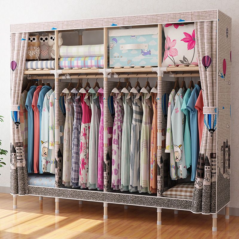 Armario de madera de armario de armario de estilo contemporáneo con varilla de prenda para el hogar