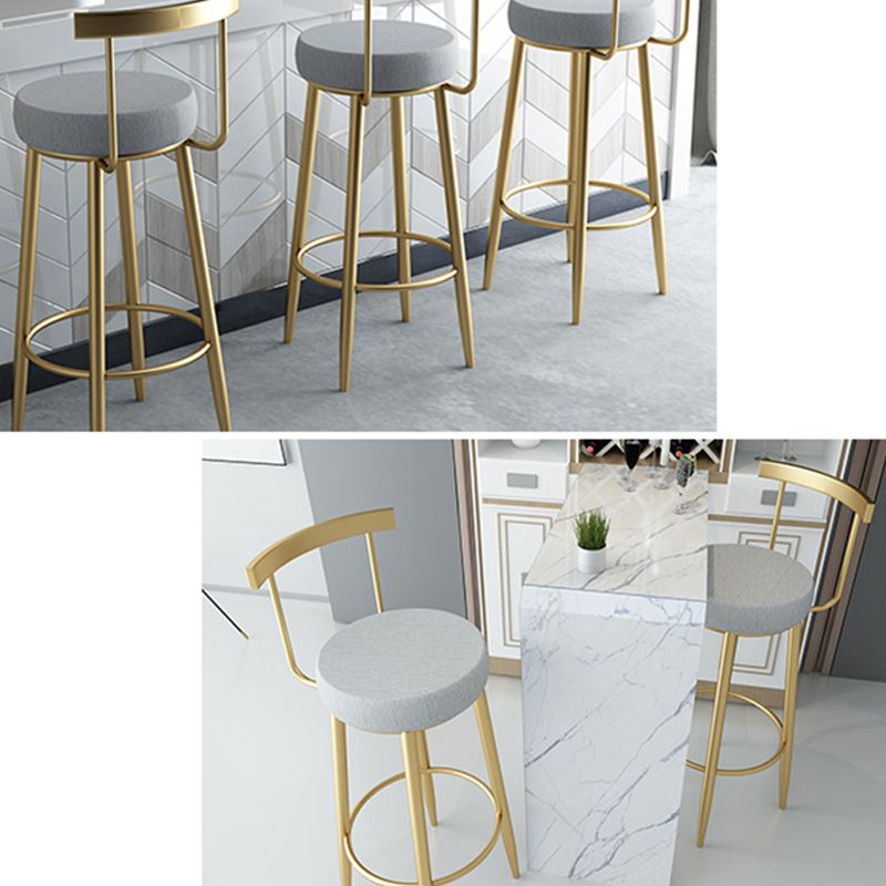 Metal Low Back Bar Stools Round Armless Dining Stools with Footrest