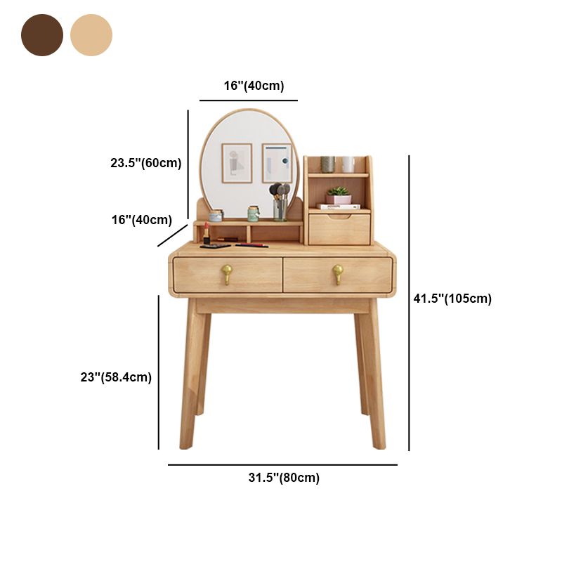 Wood-based Panel Walnut/log with 2 Drawers and Dressing Table with Storage Racks
