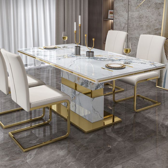 Luxury Sintered Stone Top Table Rectangle Table with Gold Pedestal Clearhalo 'Dining Tables & Seating' 'Dining Tables' 'dining_table' 'furn' 'furn_dining_table' 'Furniture' 'Kitchen & Dining Furniture' 1200x1200_4c98bba5-c7a6-463f-b9f9-e7757c4493ca