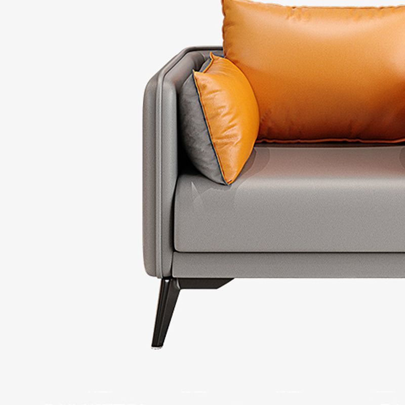 24,8 "Hochglamsofa Kunstleder/echter Ledertuxedo -Armsofa mit Kissen