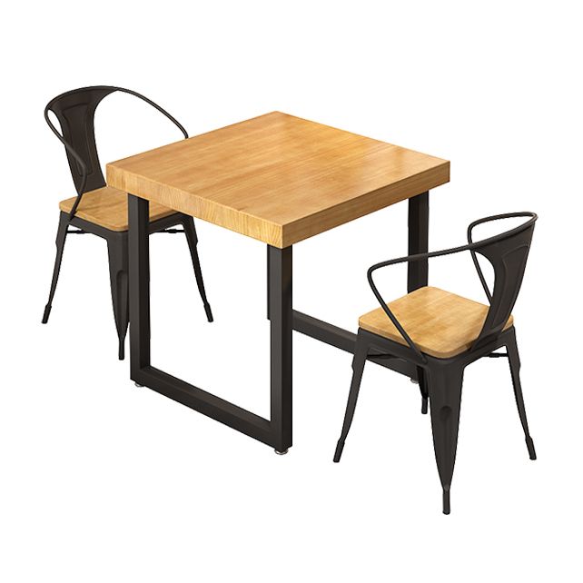 Square Solid Wood Kitchen Table Industrial Dining Table with Metal Double Pedestal Base Clearhalo ' dining_table' 'Dining Tables & Seating' 'Dining Tables' 'furn' 'furn_dining_table' 'Furniture' 'furniture_dining_table' 'Kitchen & Dining Furniture' 'kitchen&dining_furn' 'kitchen' 'kitchen_dining_table' 1200x1200_4c9b2976-8689-4098-ab66-5518d9a38ec4