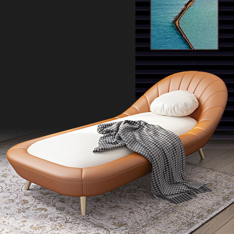 Canapé-lit à un bras en cuir véritable rembourré contemporain de couleur unie