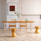 Modern Pine Wood Dining Table Rectangle Table with Double Pedestal Base for Dining Room