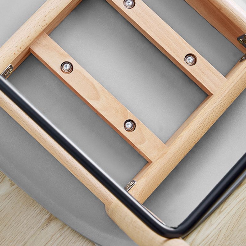 Contemporary Plastic Armless Bar Stool with Beech Solid Wood Base