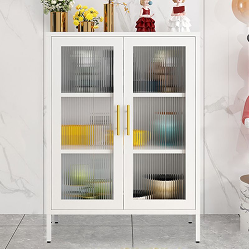 Contemporary Dining Server with Glass Doors Metal Buffet Server Clearhalo 'buffet_sideboard' 'Buffets & Sideboards' 'furn' 'furn_buffet_sideboard' 'Furniture' 'Kitchen & Dining Furniture' 1200x1200_4ca6b184-ca98-4adb-922b-6cbc2af2da3d