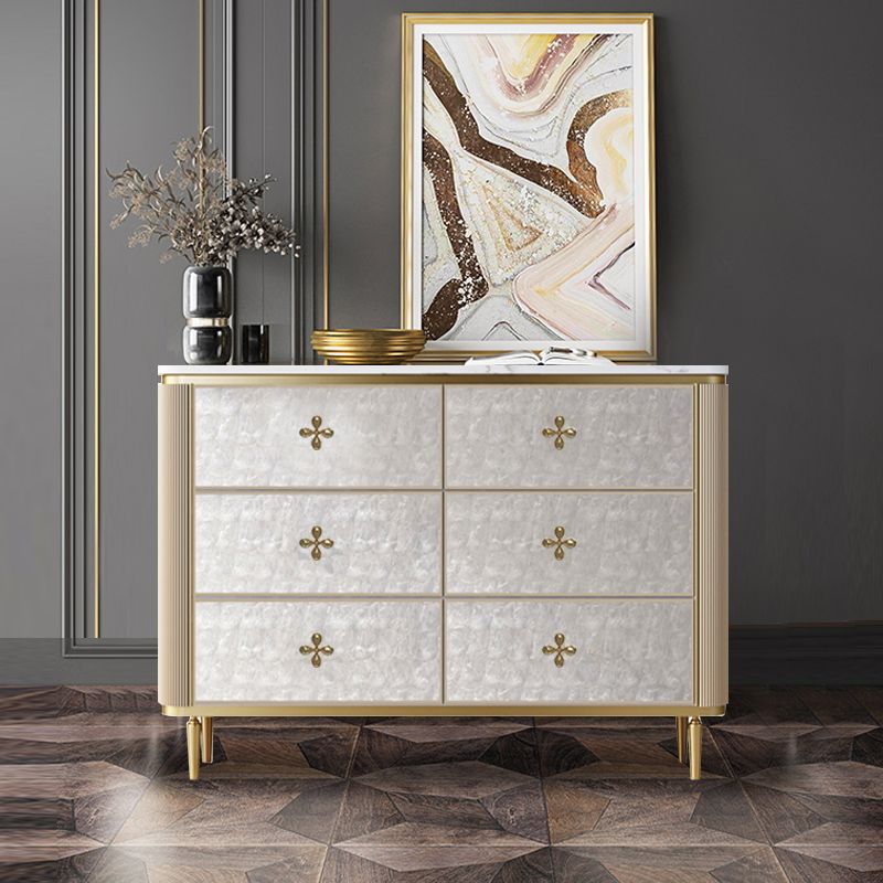 Classic Glam Double Dresser Stone Storage Chest with Metal Feet for Bedroom Clearhalo 'Bedroom Furniture' 'Dressers & Chests' 'dressers_chests' 'furn' 'furn_dressers_chests' 'Furniture' 1200x1200_4ca79666-4256-4b4e-b80a-35940a233e99