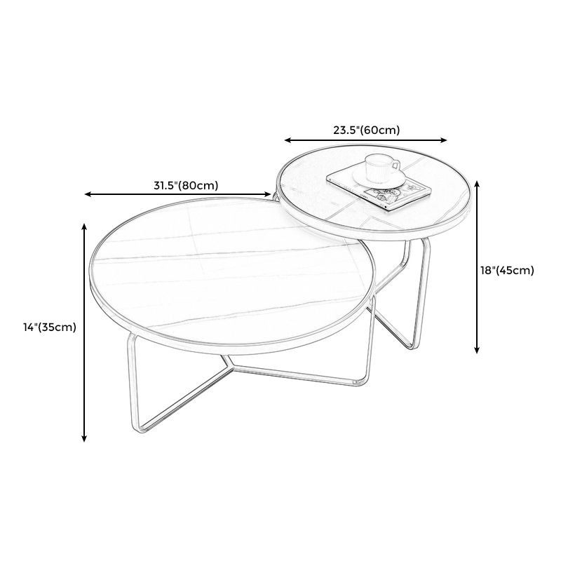 Modern Style Slate Top White/black Metal Craft Round Coffee Table Clearhalo 'Coffee & Accent Tables' 'Coffee Tables' 'coffee_tables' 'furn' 'furn_coffee_tables' 'Furniture' 'Living Room Furniture' 1200x1200_4ca7e531-a2b4-4b0e-842a-b3a35fb6d470