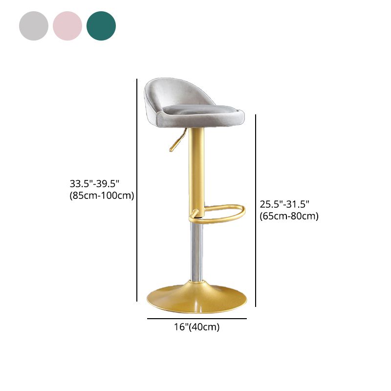 Glam Matte Finish Velvet Counter Stool Adjustable Height Footrest Barstool Clearhalo 'Bar Furniture' 'Bar Stools' 'bar_stools' 'furn' 'furn_bar_stools' 'Furniture' 'furniture_bar_stools' 'Kitchen & Dining Furniture' 1200x1200_4ca8d49e-f228-47db-b4ef-b976206576ab