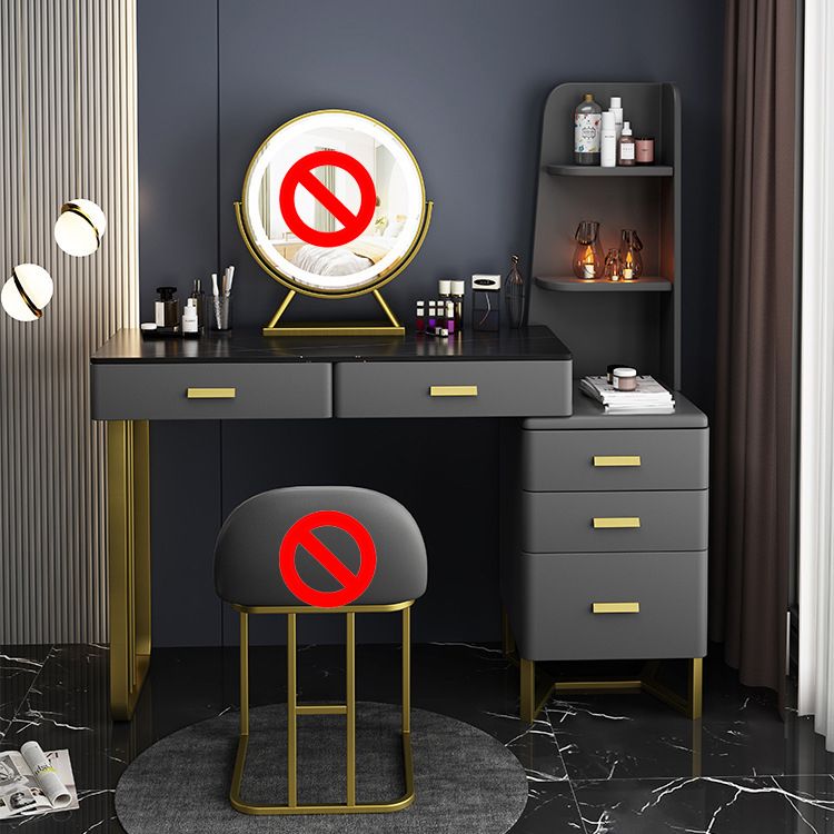 Luxuriöser Stein-Top-Make-up-Waschtischhocker Set 51.18 "H 5-Drawer-Kommode